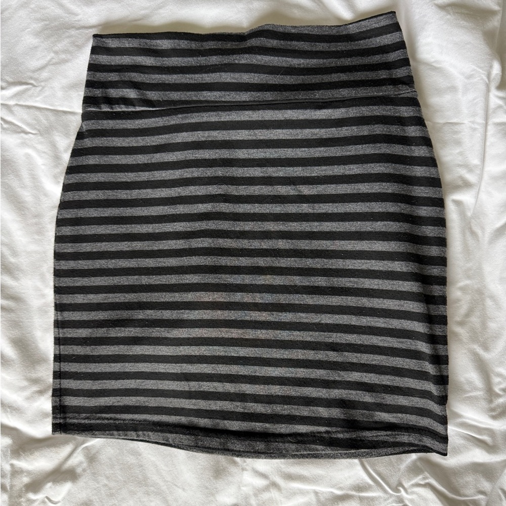 Striped Black and Gray Mini Skirt